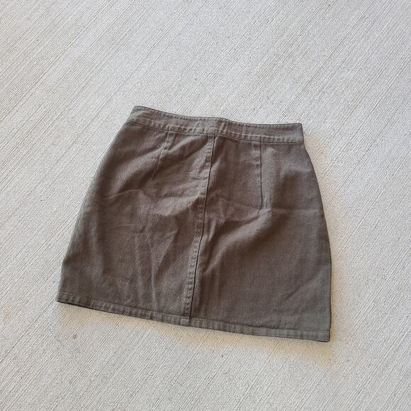 Francesca's Hensley Button Down Olive Green Moto Fall Boho Mini Skirt NWT Small - Picture 4 of 6